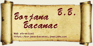 Borjana Bačanac vizit kartica